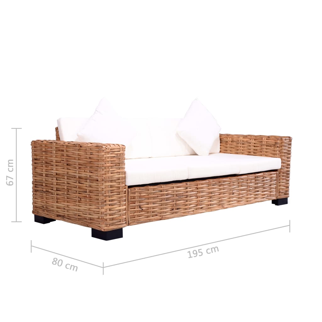 Set di Divani con Cuscini 2 pz in Rattan Naturale - homemem39