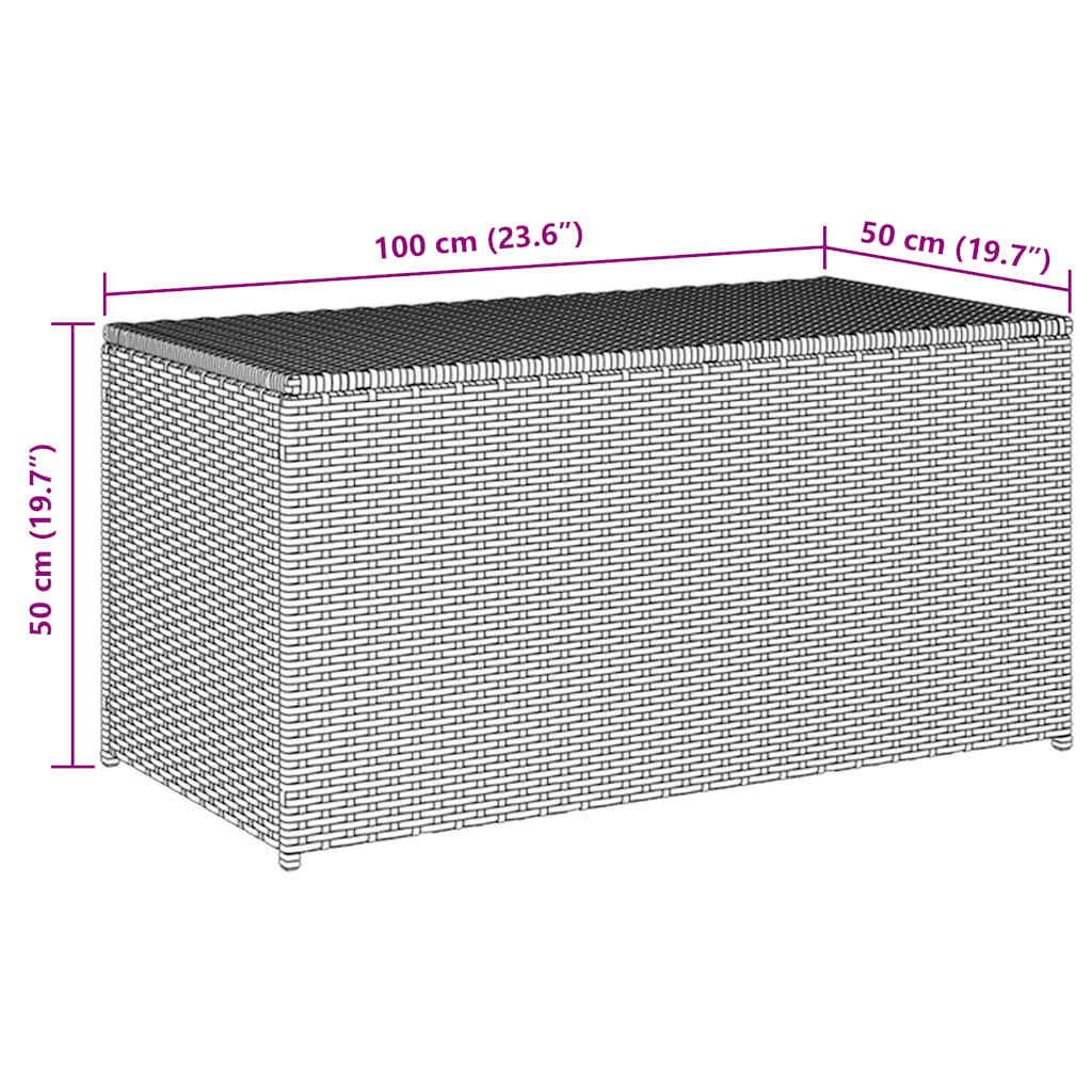 Baule da Giardino in Polyrattan 100x50x50 cm Marrone - homemem39