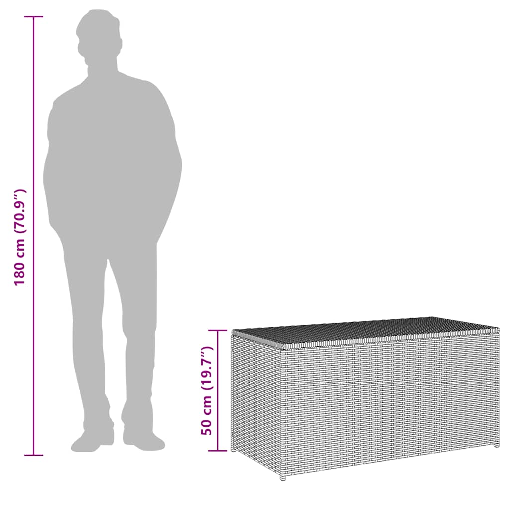Baule da Giardino in Polyrattan 100x50x50 cm Grigio | homemem39