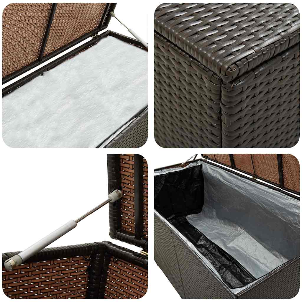 Baule da Giardino in Polyrattan 200x50x60 cm Marrone - homemem39
