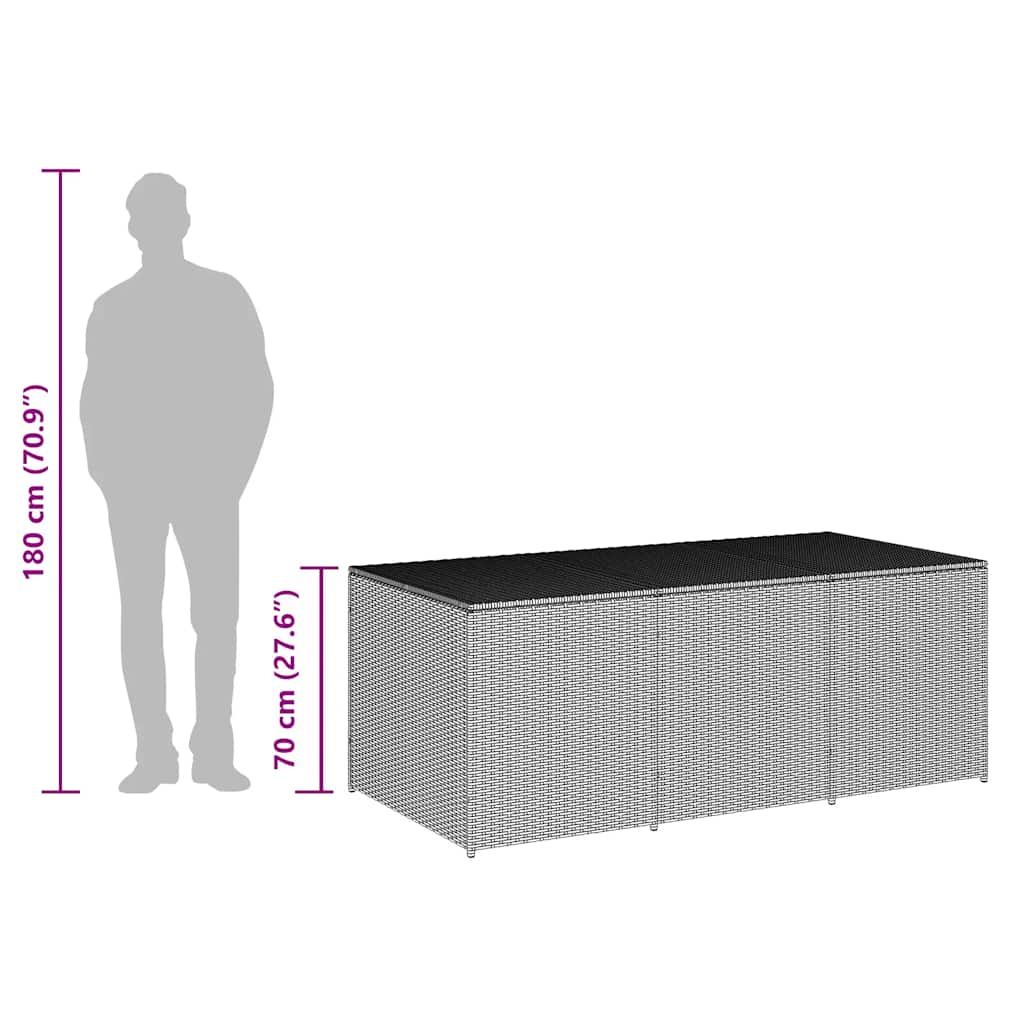 Baule da Giardino in Polyrattan 180x90x70 cm Marrone - homemem39
