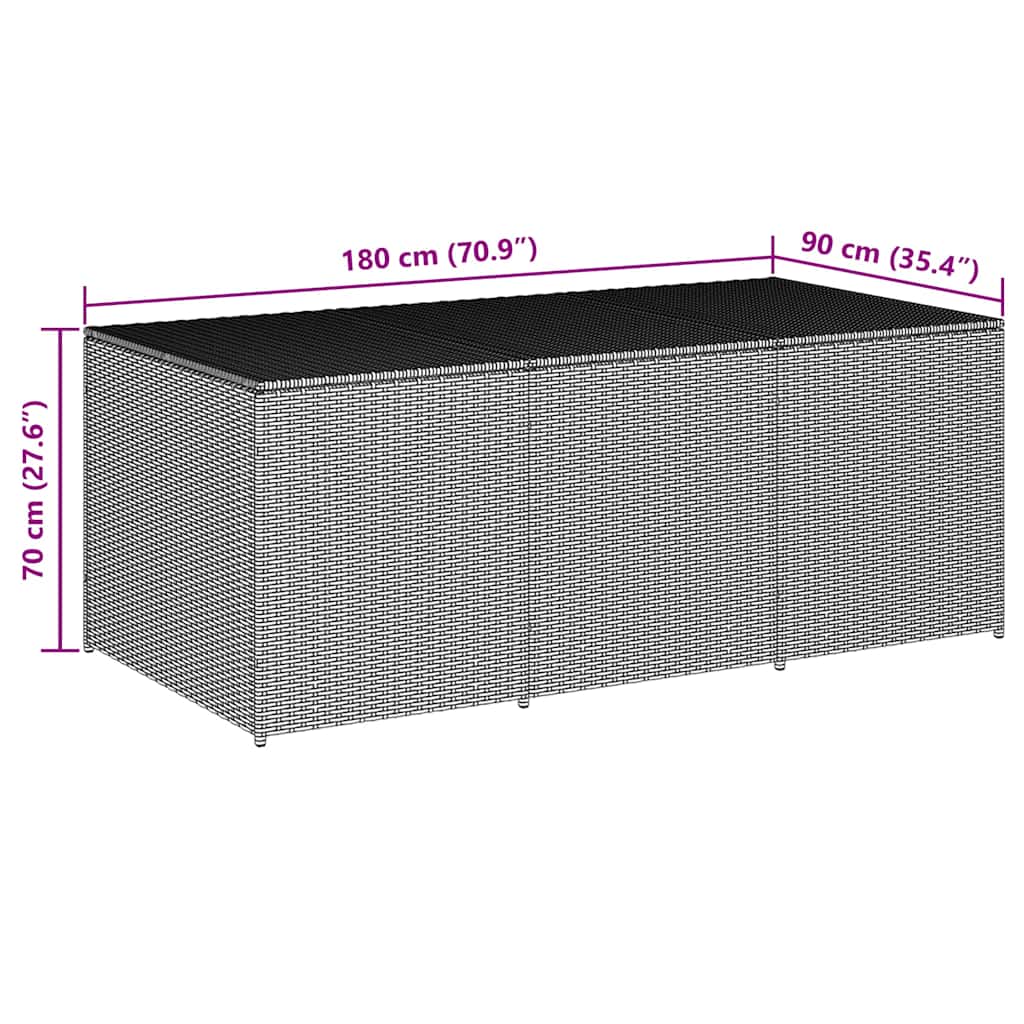 Baule da Giardino in Polyrattan 180x90x70 cm Grigio - homemem39