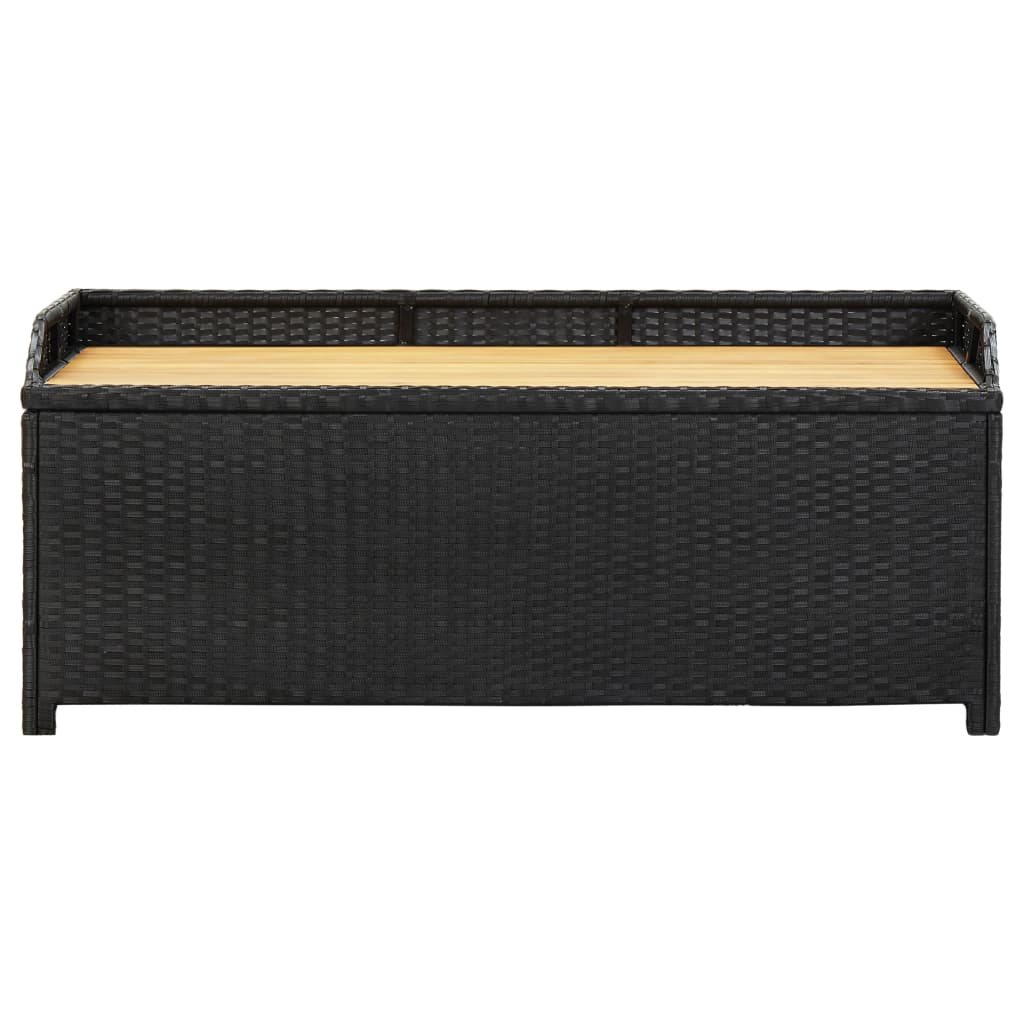 Panca da Giardino con Vano Portaoggetti 120 cm Polyrattan Nera - homemem39