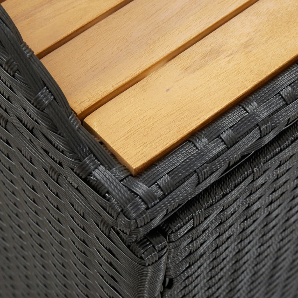 Panca da Giardino con Vano Portaoggetti 120 cm Polyrattan Nera - homemem39