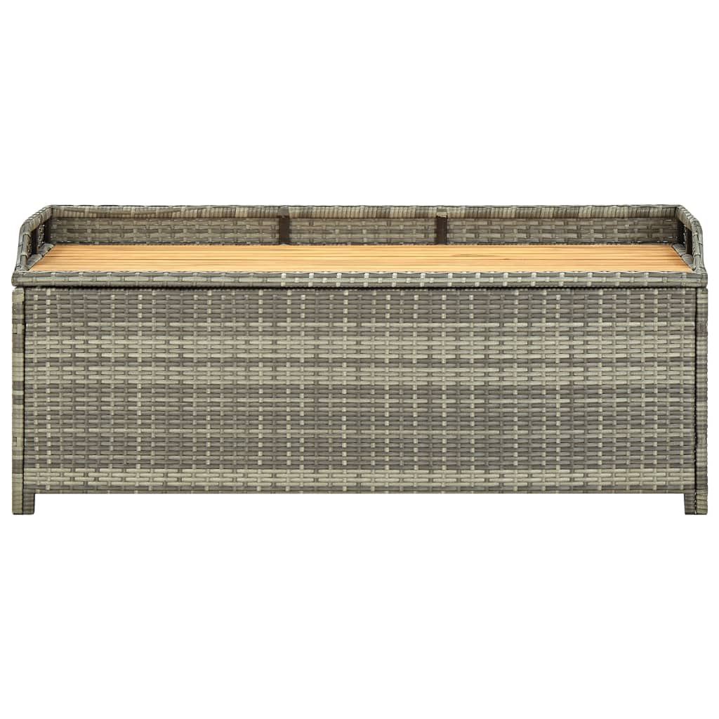 Gartenbank mit Staufach 120cm Polyrattan Grau