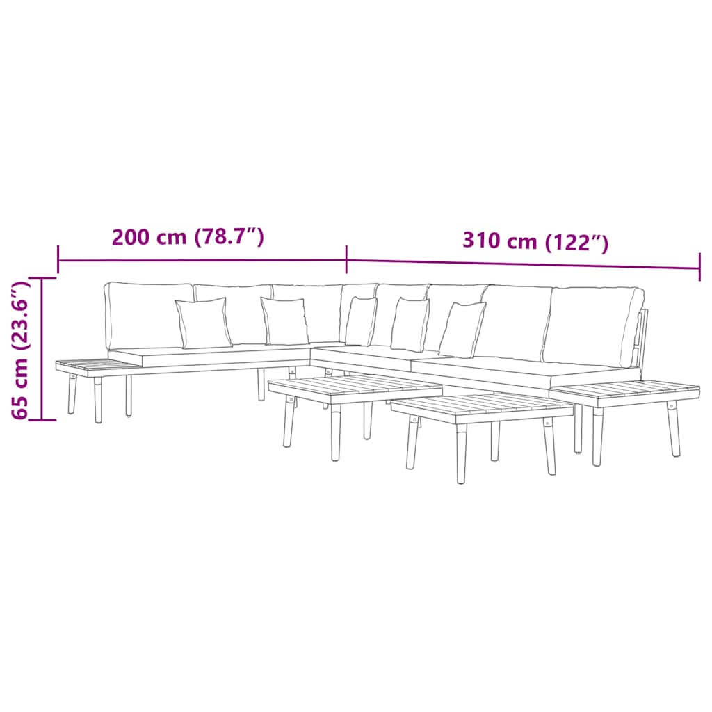 Set Divani da Giardino 7 Posti con Cuscini Legno Acacia Marrone