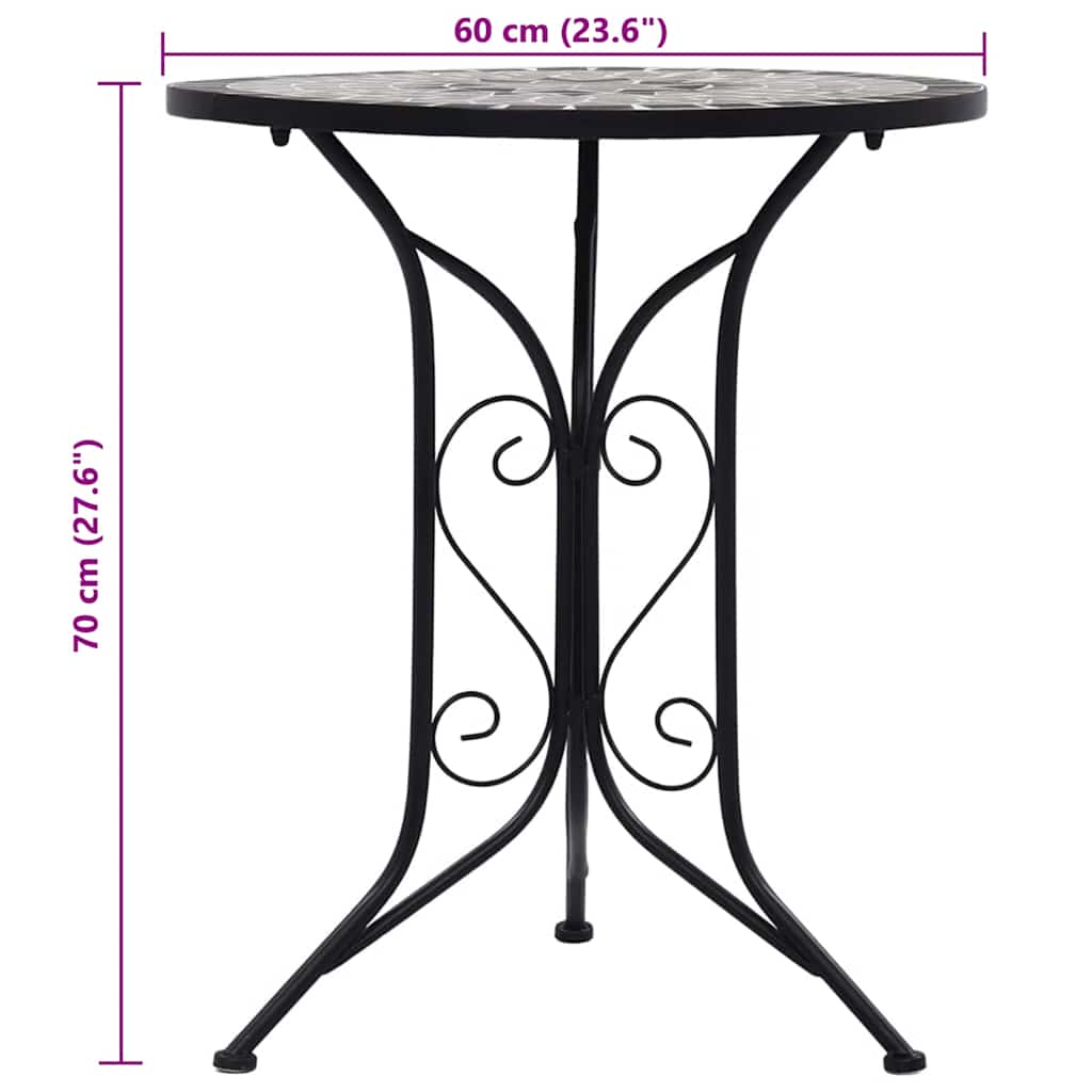 Tavolino da Bistrot con Mosaico Grigio 60 cm in Ceramica | homemem39
