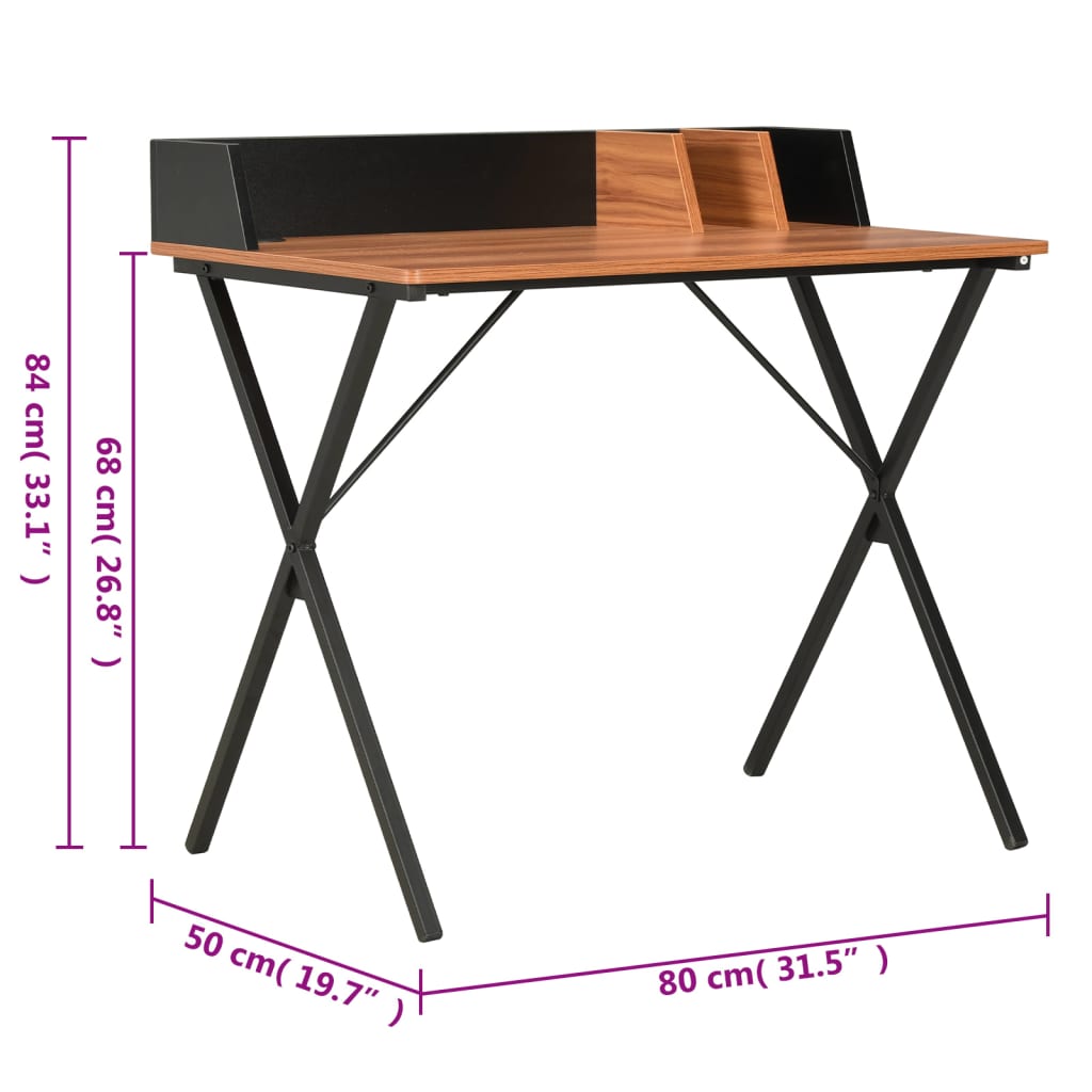 Scrivania Nera e Marrone 80x50x84 cm | homemem39