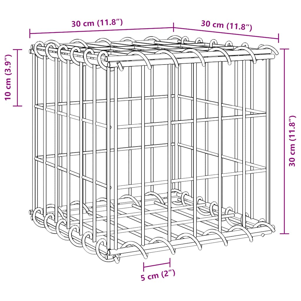 Gabbione Letto Rialzato a Cubo in Filo di Acciaio 30x30x30 cm | homemem39
