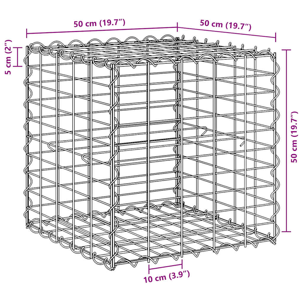 Gabbione Letto Rialzato a Cubo in Filo di Acciaio 50x50x50 cm | homemem39