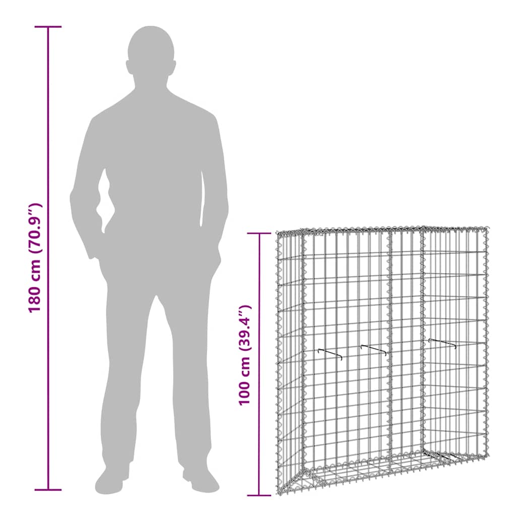 Gabion Raised Bed Trapeze Galvanized Steel 100x20x100 cm