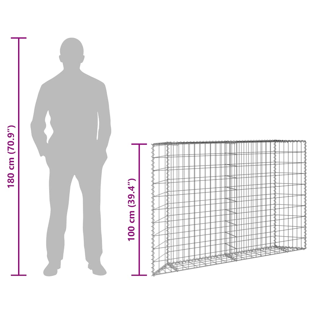 Gabbione Letto Rialzato Trapezio Acciaio Zincato 150x20x100 cm