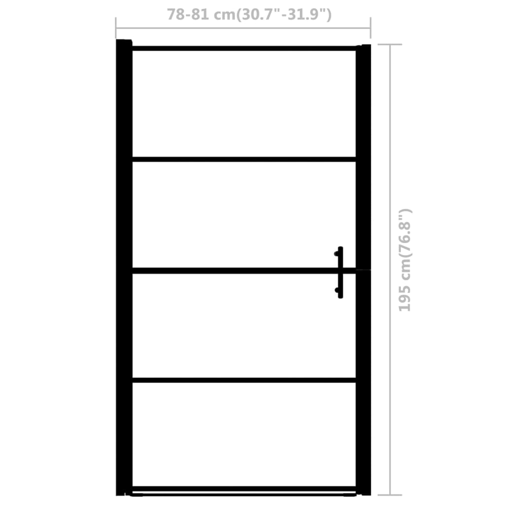 Porta per Doccia in Vetro Temperato 81x195 cm Nera | homemem39