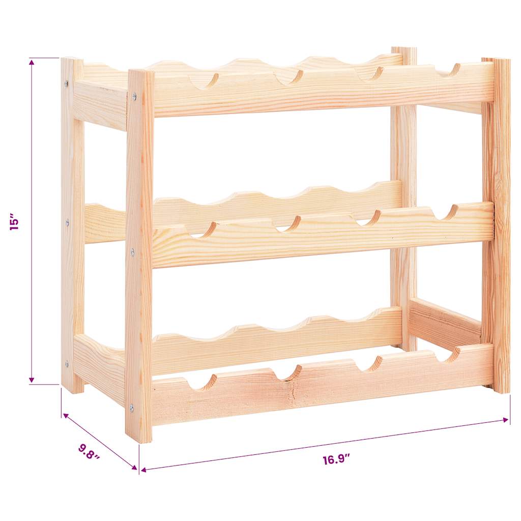 Portavini da 12 Bottiglie in Legno di Pino