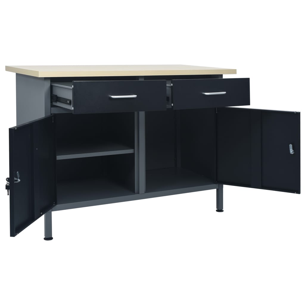 Banco da Lavoro Nero 120x60x85 cm in Acciaio - homemem39