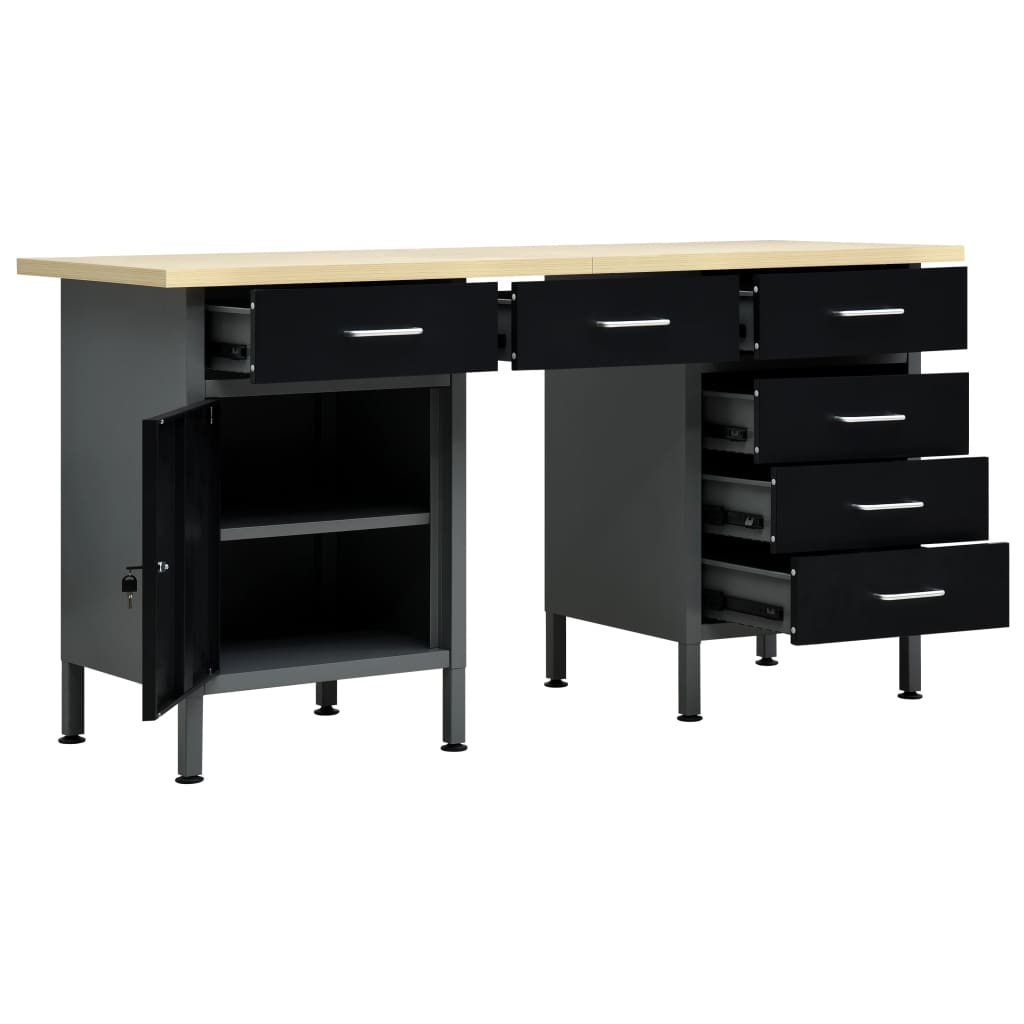 Banco da Lavoro Nero 160x60x85 cm in Acciaio - homemem39