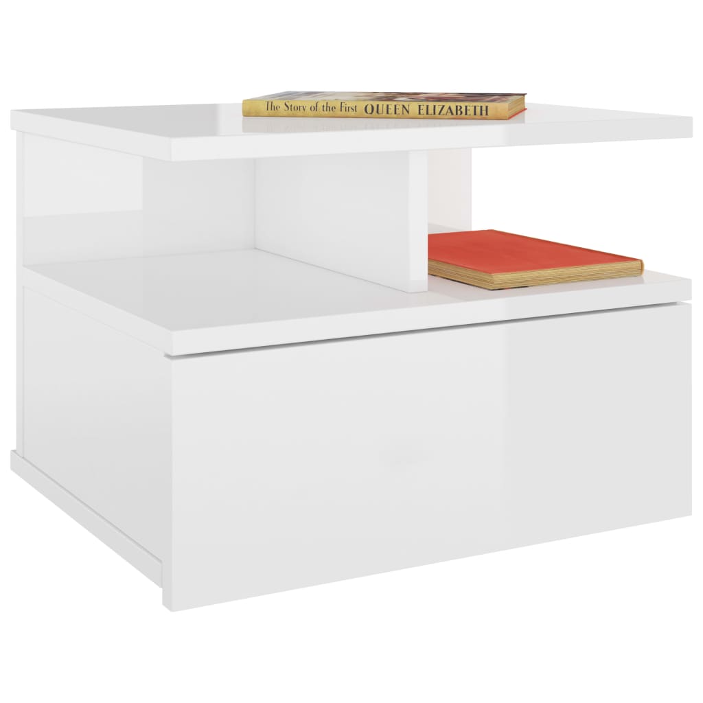Comodini Pensili 2pz Bianco Lucido 40x31x27cm Legno Multistrato - homemem39