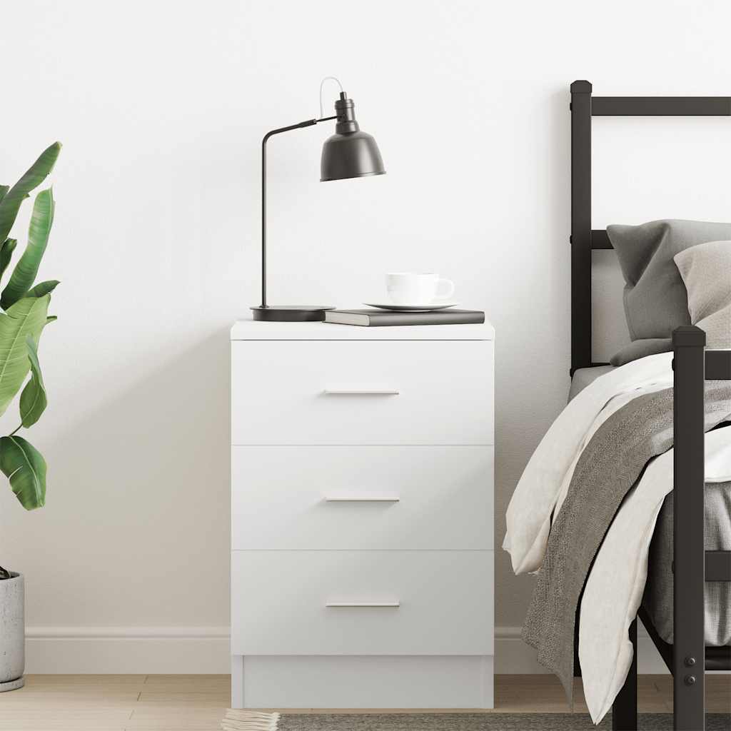 Comodino Bianco 38x35x56 cm in Legno Ingegnerizzato - homemem39