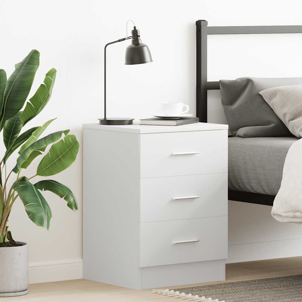 Comodino Bianco 38x35x56 cm in Legno Ingegnerizzato - homemem39