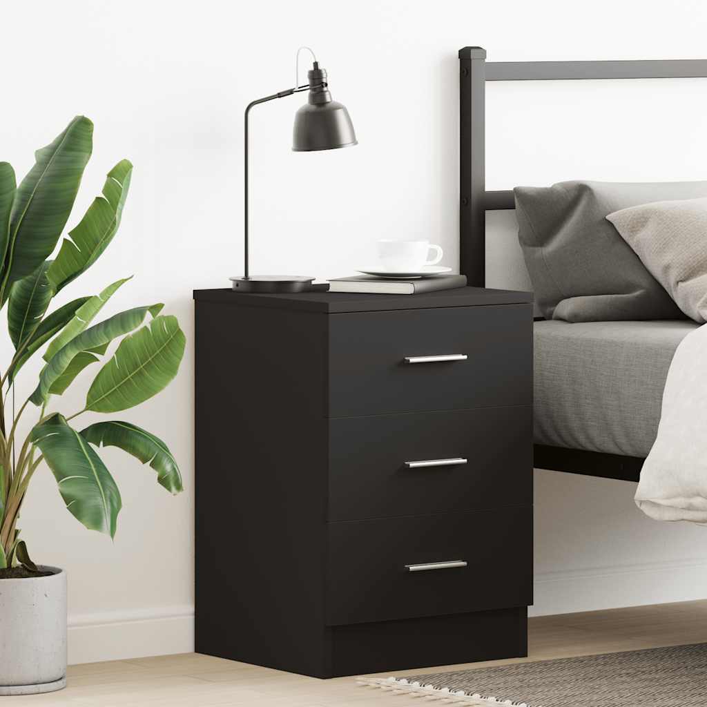 Comodino Nero 38x35x56 cm in Legno Multistrato