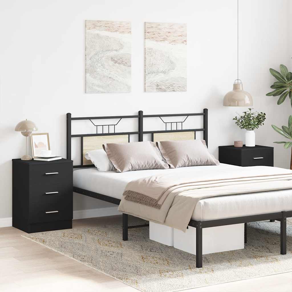 Comodini 2 pz Neri 38x35x56 cm in Legno Ingegnerizzato