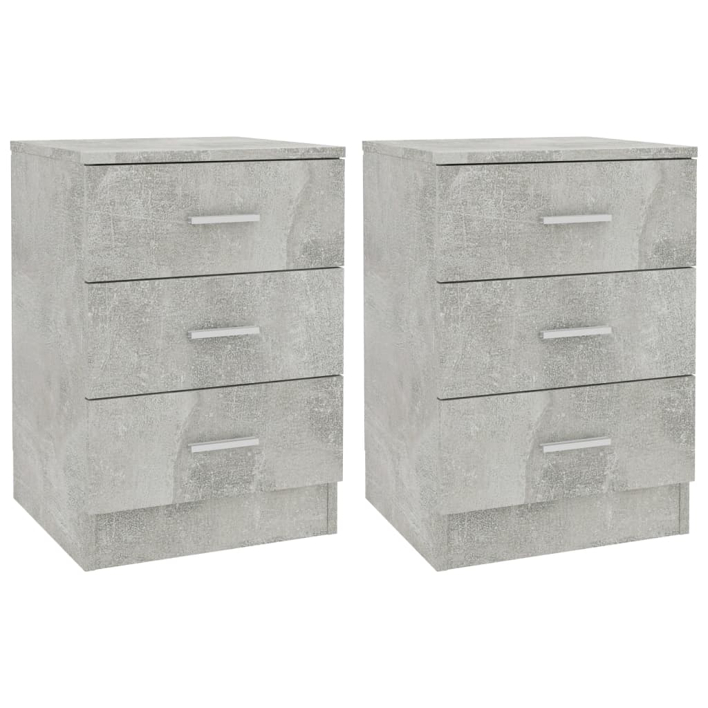 Comodini 2 pz Grigio Cemento 38x35x56 cm in Legno Multistrato