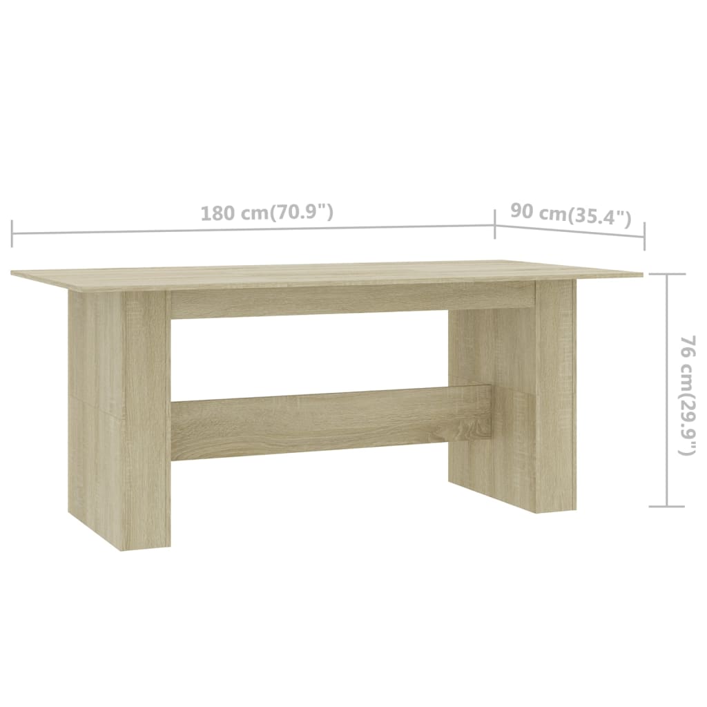 Tavolo da Pranzo Rovere Sonoma 180x90x76cm in Legno Multistrato | homemem39