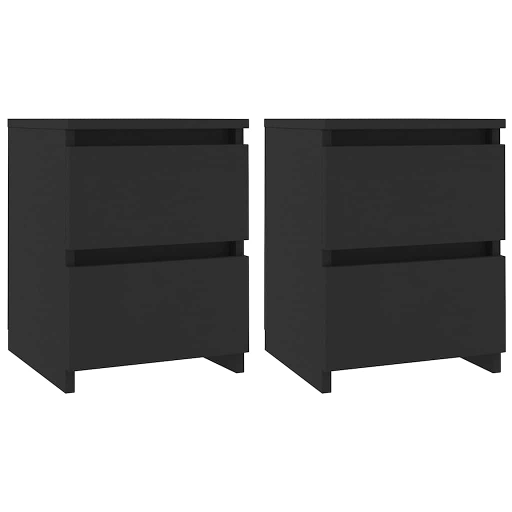 Comodini 2 pz Neri 30x30x40 cm in Legno Multistrato - homemem39