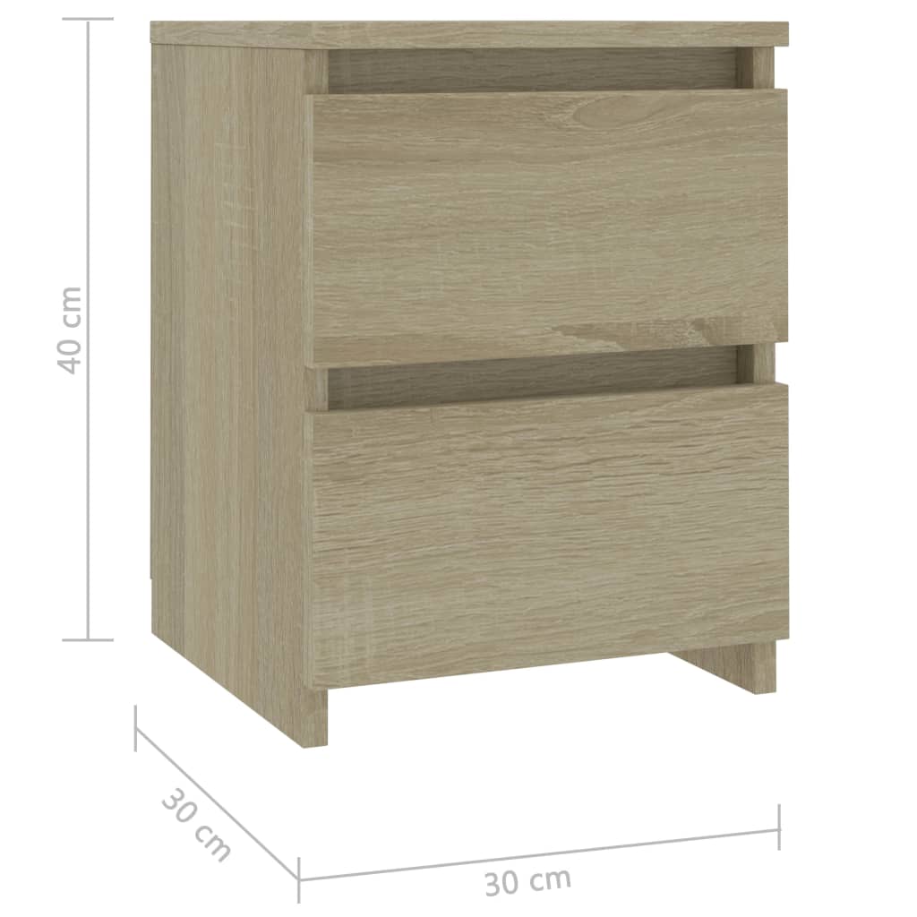 Comodini 2 pz Rovere Sonoma 30x30x40 cm in Legno Multistrato