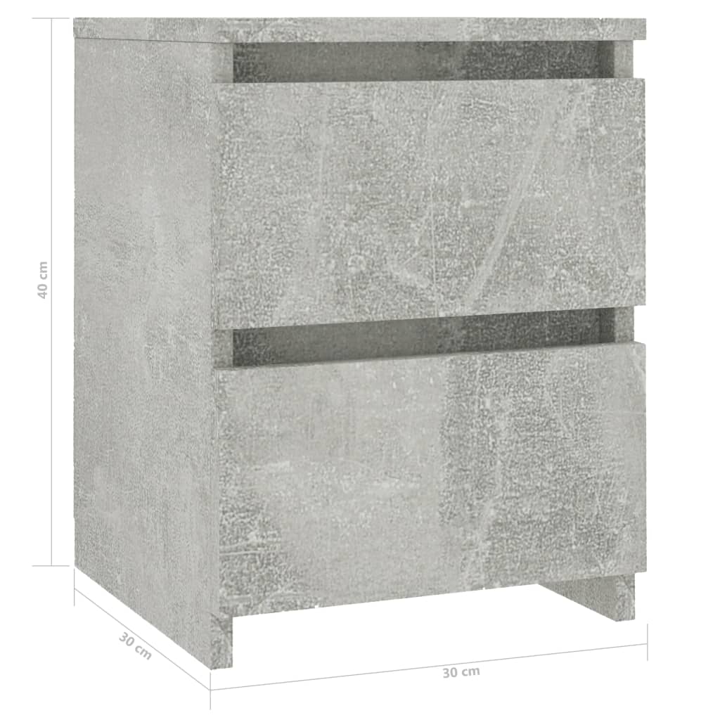 Comodino Grigio Cemento 30x30x40 cm in Legno Multistrato - homemem39