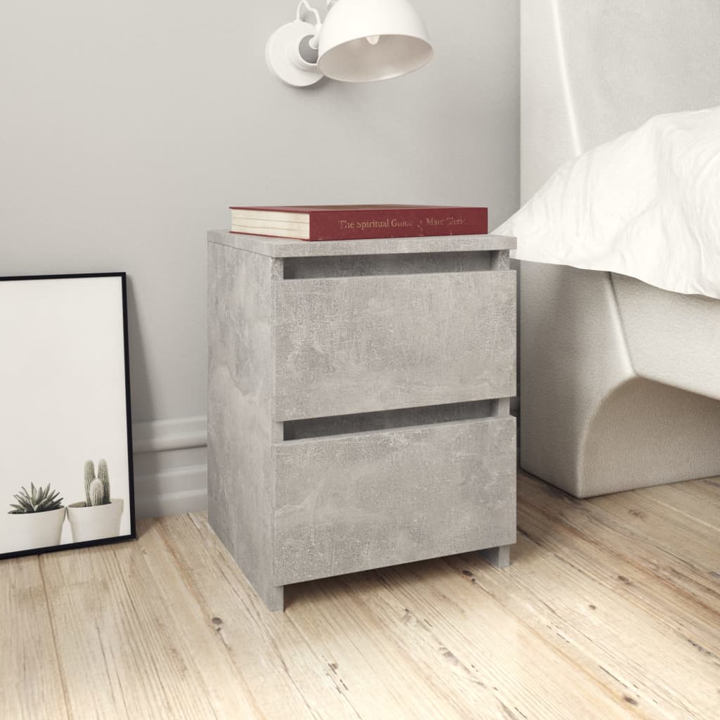 Comodino Grigio Cemento 30x30x40 cm in Legno Multistrato - homemem39