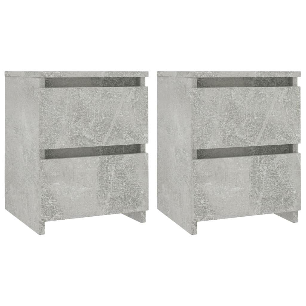 Comodini 2pz Grigio Cemento 30x30x40 cm in Legno Multistrato