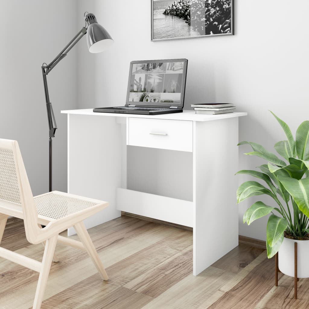 Scrivania Bianca 100x50x76 cm in Legno Multistrato - homemem39