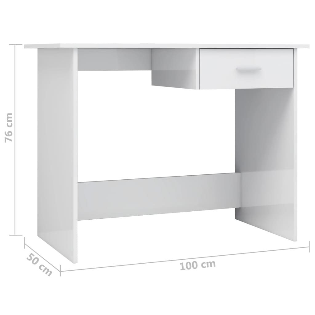 Scrivania Bianco Lucido 100x50x76 cm in Legno Multistrato - homemem39