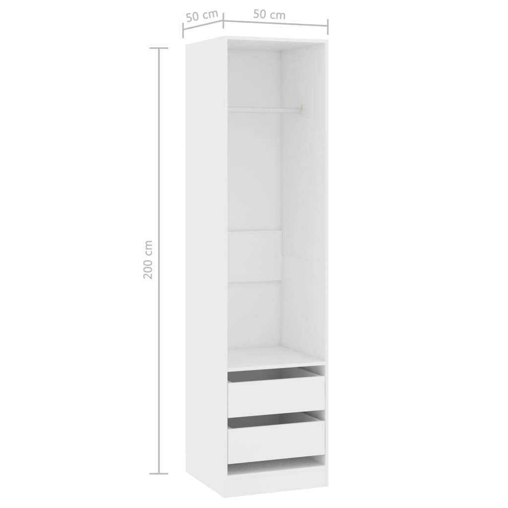 Armadio con Cassetti Bianco 50x50x200 cm in Legno Multistrato - homemem39