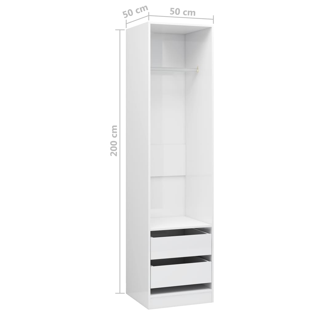 Armadio Cassetti Bianco Lucido 50x50x200 cm Legno Multistrato - homemem39