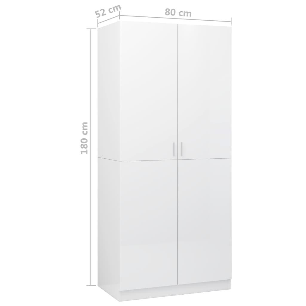 Armadio Bianco Lucido 80x52x180 cm in Legno Multistrato - homemem39