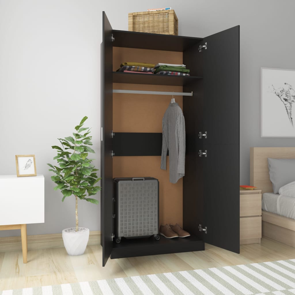 Armadio Nero 90x52x200 cm in Legno Multistrato - homemem39