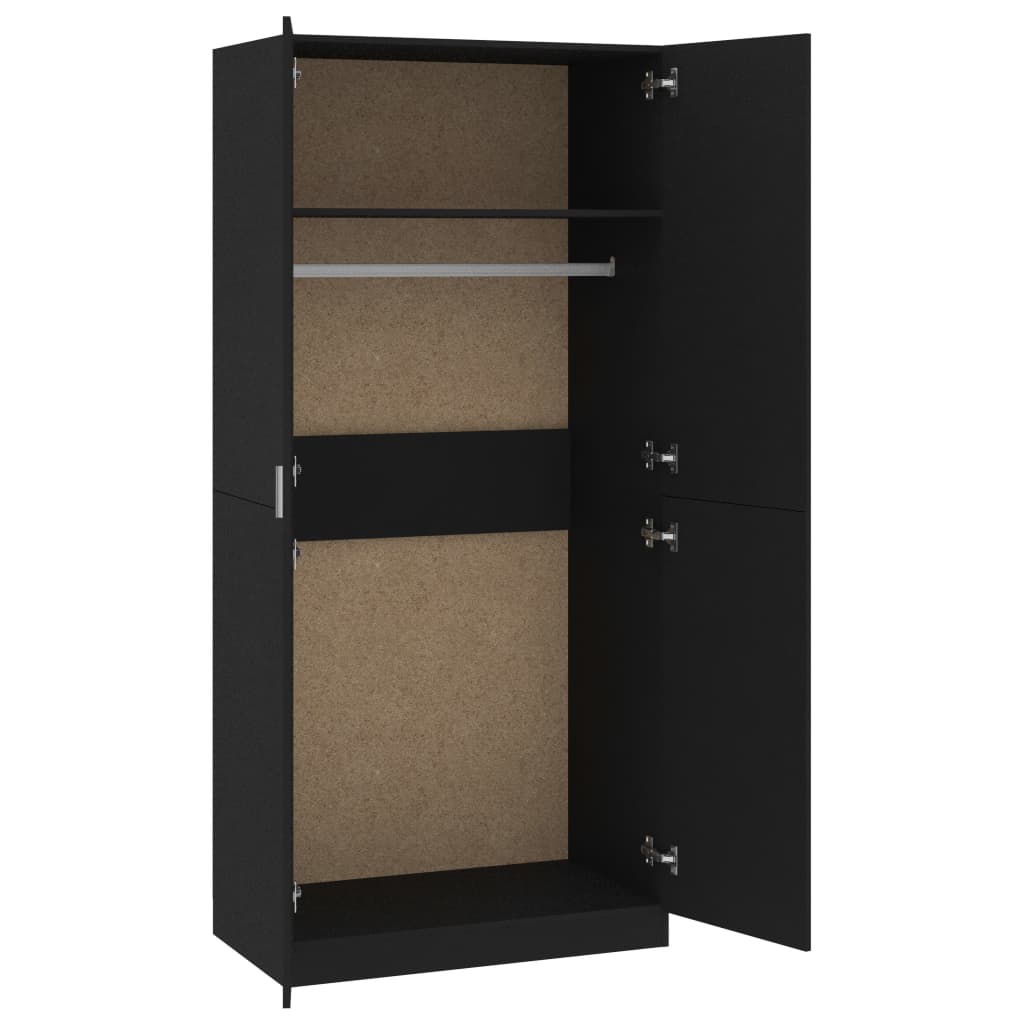 Armadio Nero 90x52x200 cm in Legno Multistrato - homemem39