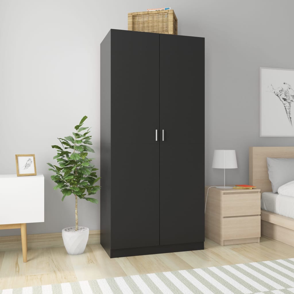 Armadio Nero 90x52x200 cm in Legno Multistrato - homemem39