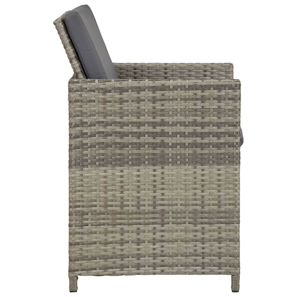 Set da Pranzo da Giardino 9 pz con Cuscini in Polyrattan Grigio | homemem39