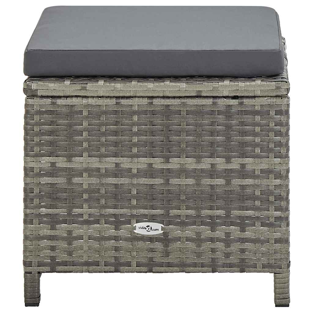 Set da Pranzo da Giardino 13pz con Cuscini in Polyrattan Grigio