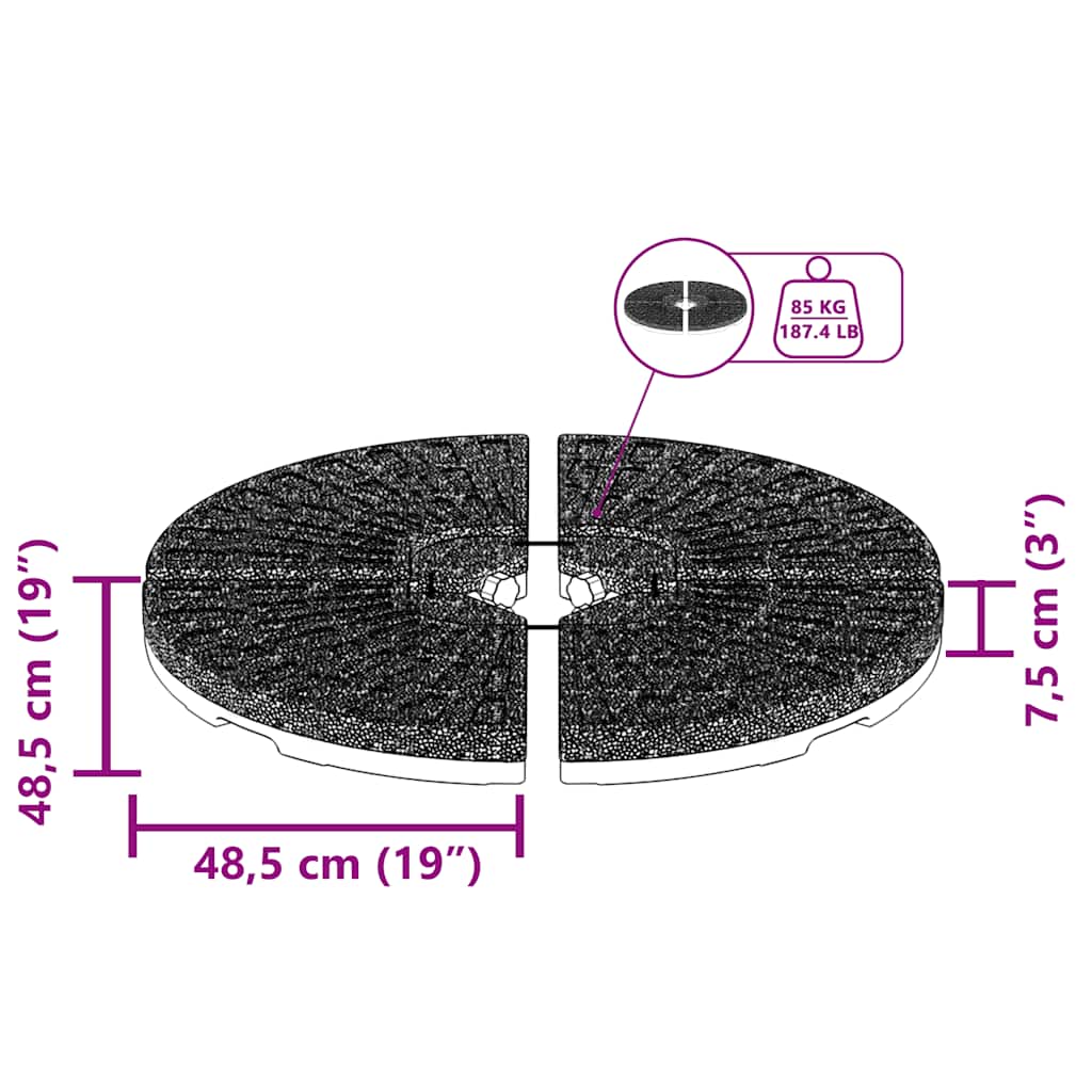 Base per Ombrellone a Forma di Ventaglio 4 pz Nero - homemem39