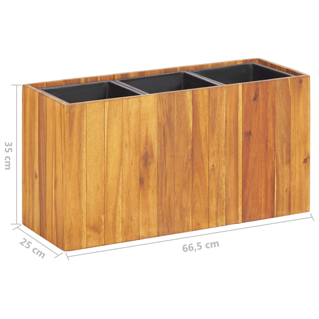 Letto Rialzato da Giardino con 3 Vasi in Legno Massello d'Acacia | homemem39