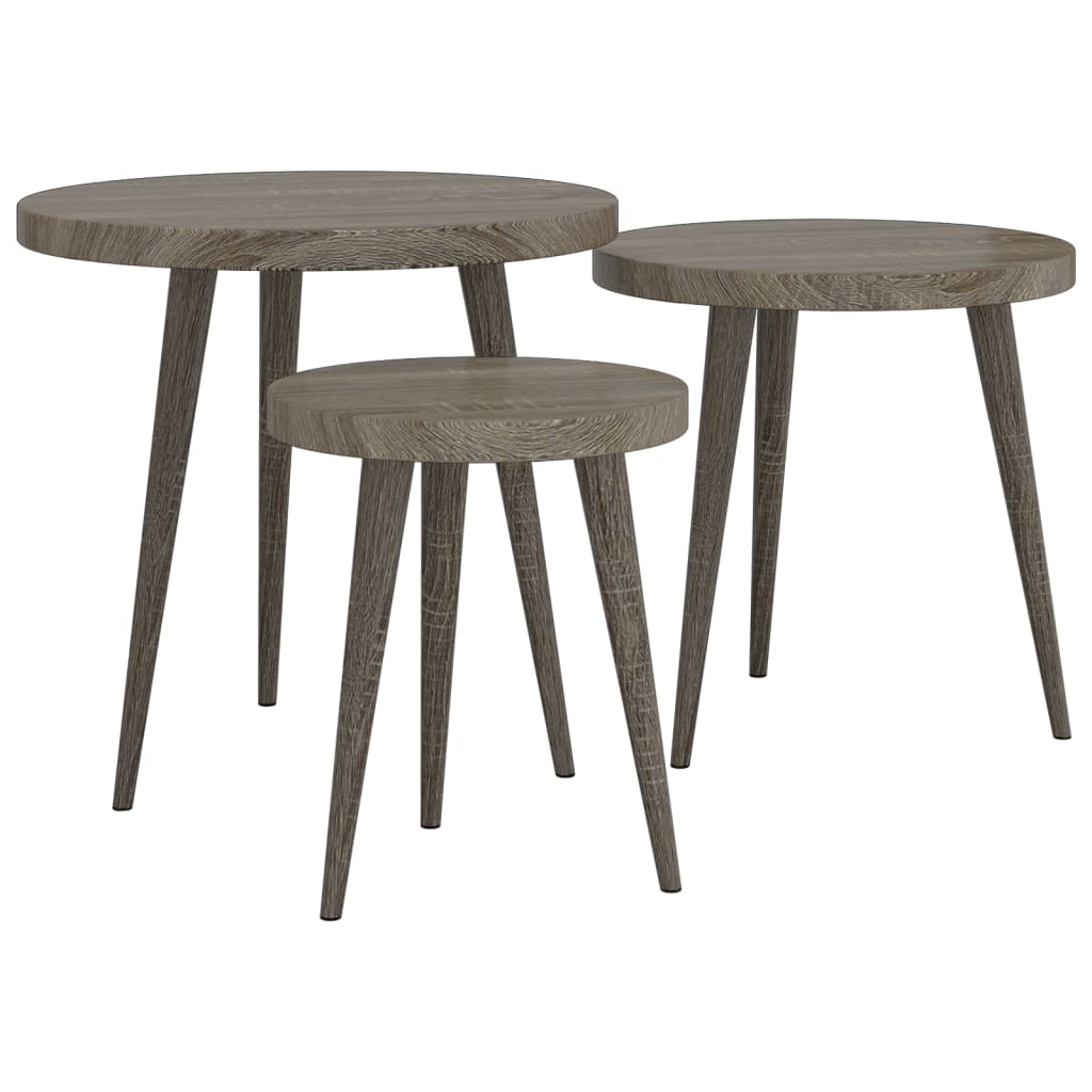 Set di Tavolini 3 pz Grigi in MDF e Ferro - homemem39
