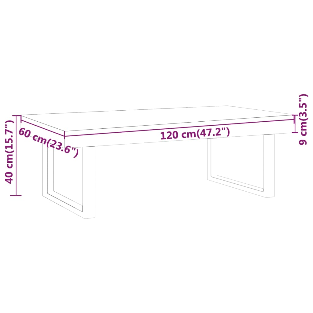 Tavolino da Salotto Grigio e Nero 120x60x40 cm in MDF e Ferro | homemem39