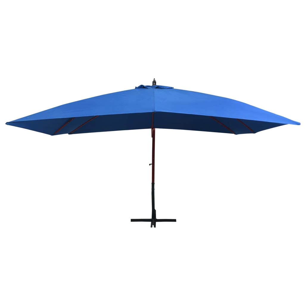Ombrellone a Sbalzo con Palo in Legno 400x300 cm Blu - homemem39