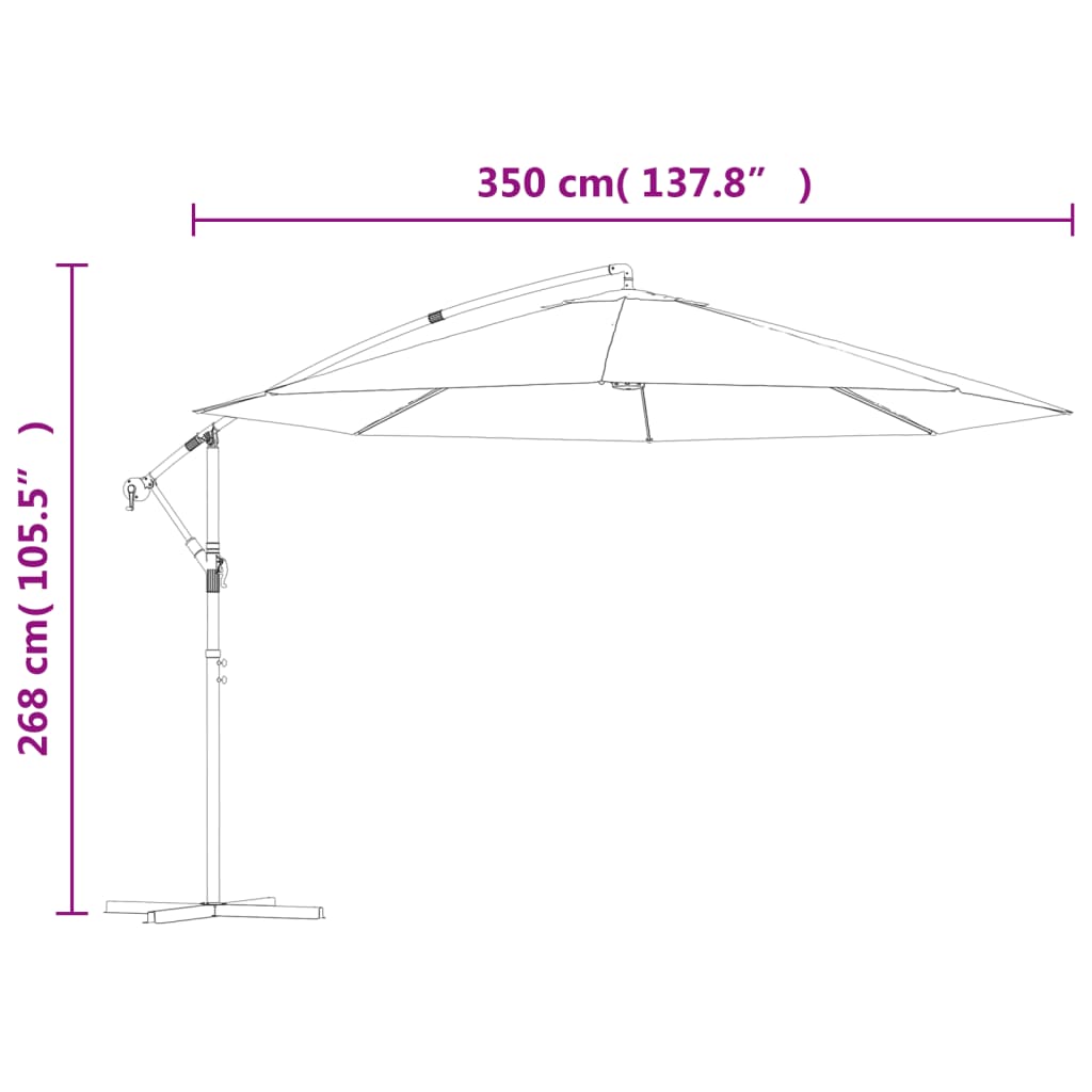 Ombrellone a Sbalzo Palo in Alluminio 350 cm Nero | homemem39