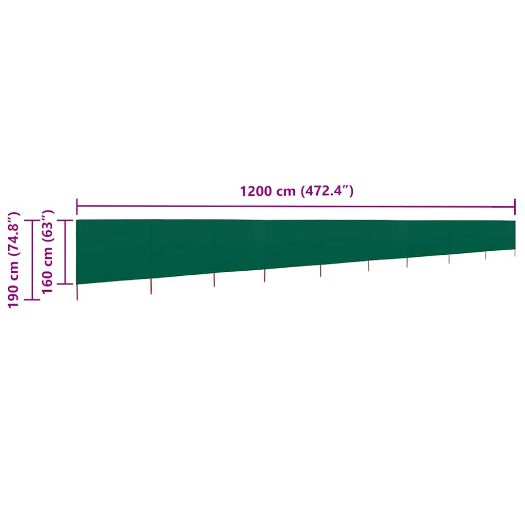 Paravento a 9 Pannelli in Tessuto 1200x160 cm Verde - homemem39