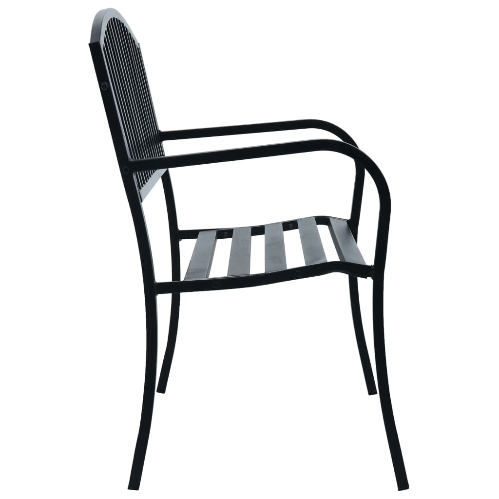 Panchina da Giardino 125 cm Nera in Acciaio - homemem39
